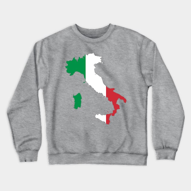 Italy map with national flag, Italian Flag inside Map of Italy Crewneck Sweatshirt by Mashmosh